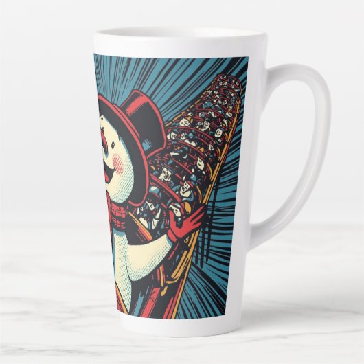 Schneemann genießt eine Rolle Untersetzer reiten. Milchtasse (Rechts)