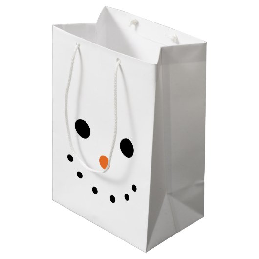 Schneemann-Geschenk-Tasche Mittlere Geschenktüte (Vorderseite Schrägansicht)