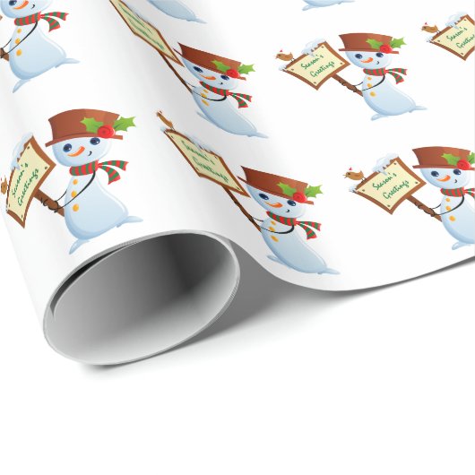 Schneemann Geschenkpapier (Rolleneckpunkt)