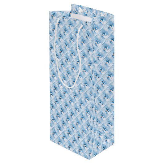 Schneemann Geschenktüte Für Weinflaschen (Rückseite Schrägansicht)