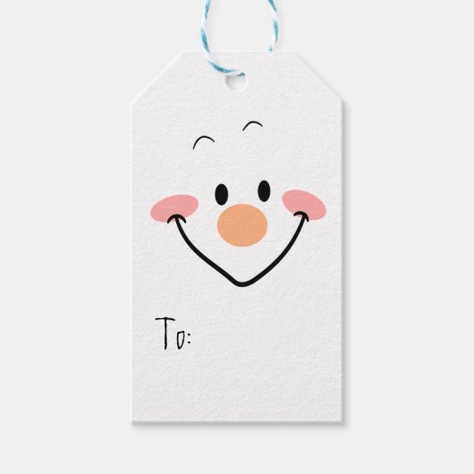 Schneemann Gesicht Geschenkanhänger (Vorderseite)