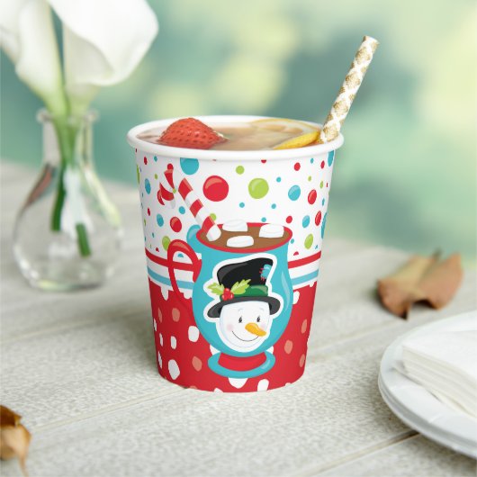 Schneemann Gesicht heißen Kakao bunten Spaß Weihna Pappbecher (In Situ)