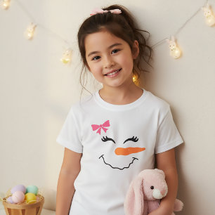 Schneemann-Gesicht-Lächeln mit Schleife T-Shirt fü