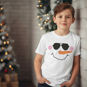 Schneemann-Gesicht mit Brille T-Shirt für Kinder