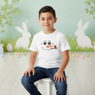 Schneemann-Gesicht mit Pfeife T-Shirt für Kinder