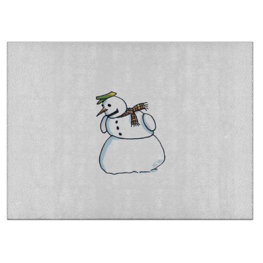 Schneemann Glas Schneidbrett Schneidebrett (Vorderseite)