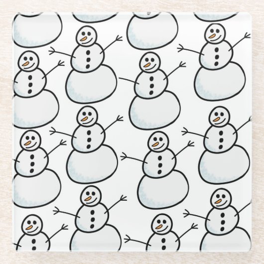 Schneemann Glasuntersetzer (Vorderseite)