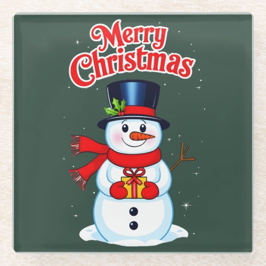 Schneemann Glasuntersetzer (Vorderseite)