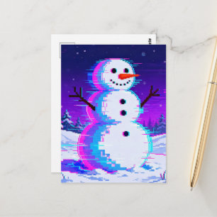 Schneemann-Glitch Postkarte