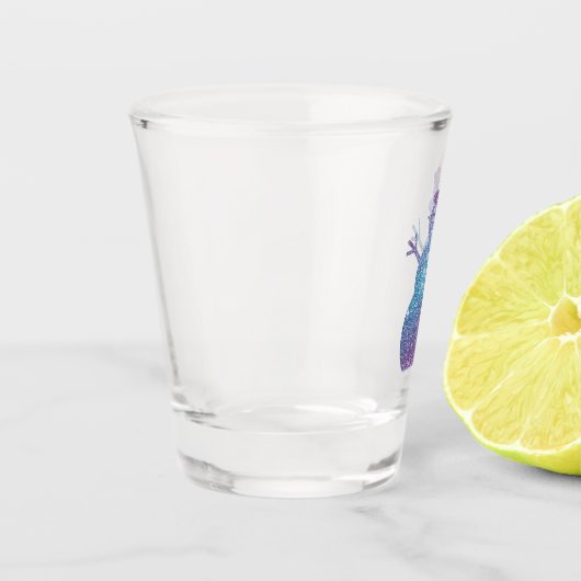 Schneemann-Glitterglas Schnapsglas (Links)