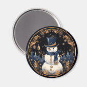 Schneemann Gold Blätter Feiertagsmagnet Magnet (Vorderseite/Rückseite)