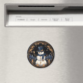 Schneemann Gold Blätter Feiertagsmagnet Magnet (In Situ (Geschirrspüler))