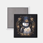Schneemann Gold Blumen Feiertagsmagnet Magnet (Vorderseite/Rückseite)