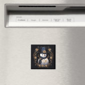 Schneemann Gold Blumen Feiertagsmagnet Magnet (In Situ (Geschirrspüler))