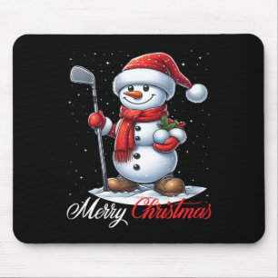 Schneemann Golf Frohe Weihnachten Schneejungen Mäd Mousepad