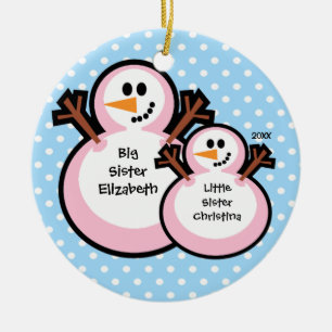 Schneemann-große Schwester-Weihnachtsverzierung Keramikornament