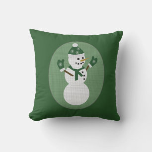 Schneemann Grüne Weihnachten Kissen
