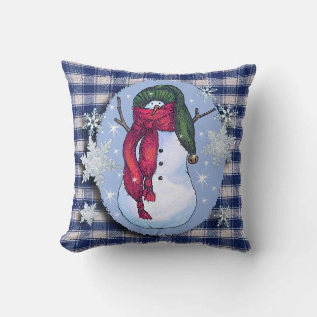 Schneemann-grüner Hut Kissen (Vorderseite)