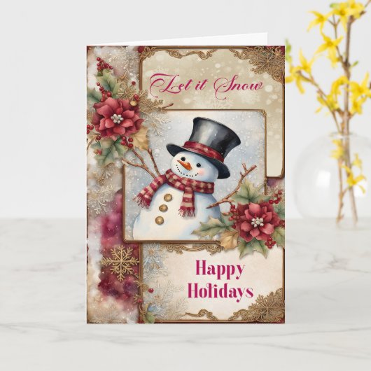 Schneemann-Grüße Karte (Gelbe Blume)