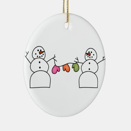 Schneemann-Handschuh-Verzierung Keramik Ornament (Rechts)