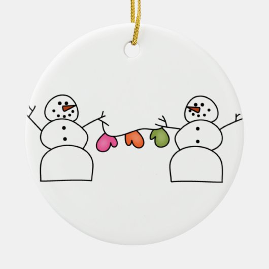 Schneemann-Handschuh-Verzierung Keramik Ornament (Vorne)