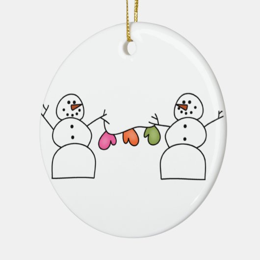 Schneemann-Handschuh-Verzierung Keramik Ornament (Links)