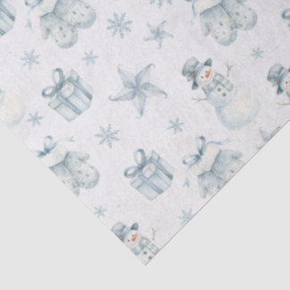Schneemann & Handschuhe Tissue-Papier – Blaues Win Seidenpapier