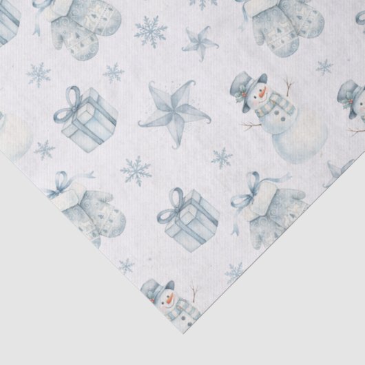 Schneemann & Handschuhe Tissue-Papier – Blaues Win Seidenpapier (Detail)