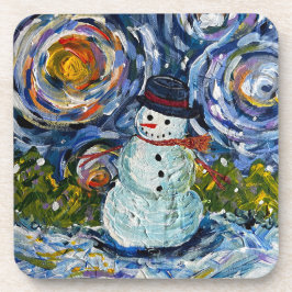 Schneemann Hartplastik-Untersetzer-Set Getränkeuntersetzer