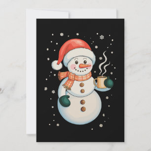Schneemann Heißer Kaffee Weihnachtsmann Hut Winter Einladung