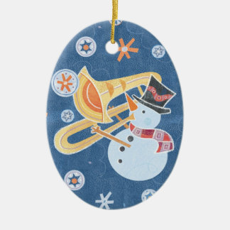 Schneemann-Horn, das Weihnachtsfeiertags-Musik Keramik Ornament