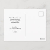 Schneemann, Hund und Junge Weihnachtskarte Postkarte (Rückseite)