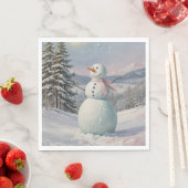 Schneemann im alpinen Glanz Serviette (Beispiel)