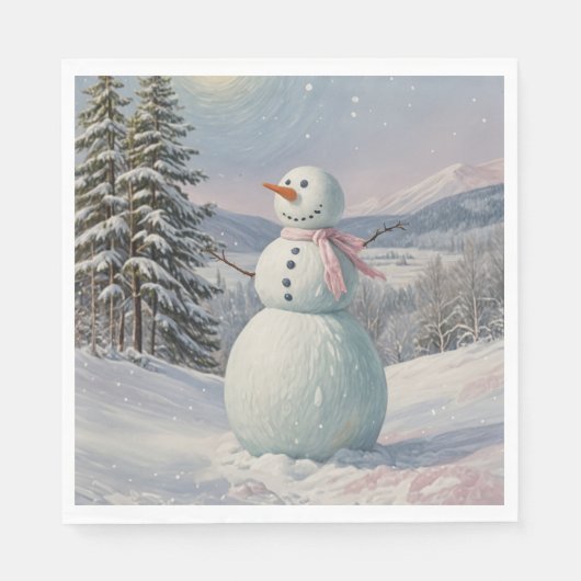 Schneemann im alpinen Glanz Serviette (Vorderseite)