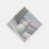 Schneemann im alpinen Glanz Serviette (Ecke)