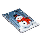 Schneemann im kalten Wald mit rotem Schal Notizblock (Rechte Seite)