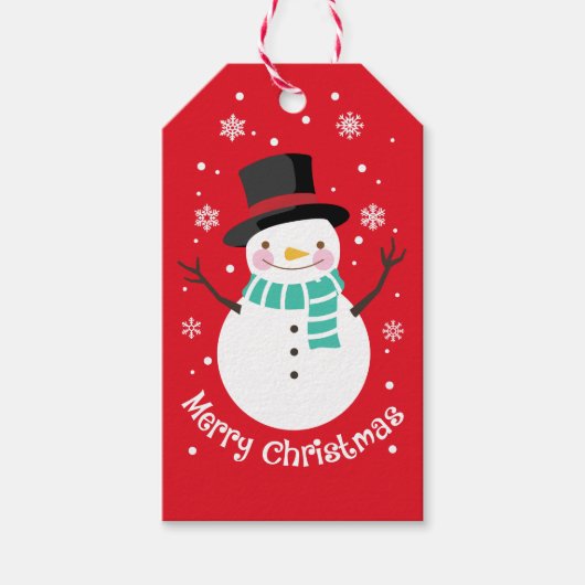 Schneemann im Schnee Geschenkanhänger (Vorderseite)