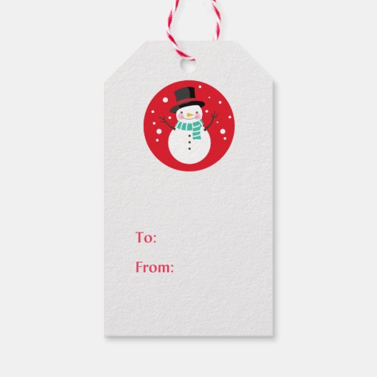 Schneemann im Schnee Geschenkanhänger (Rückseite)