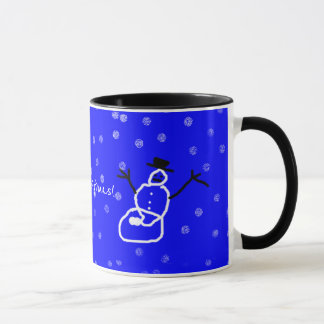 Schneemann im Schnee Kunst von Kindern Urlaub Weih Tasse
