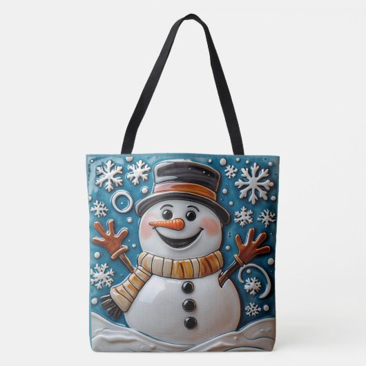 Schneemann im Schnee Tasche (Vorderseite)