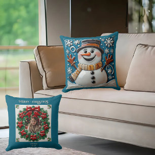 Schneemann im Schnee Wurfkissen Kissen