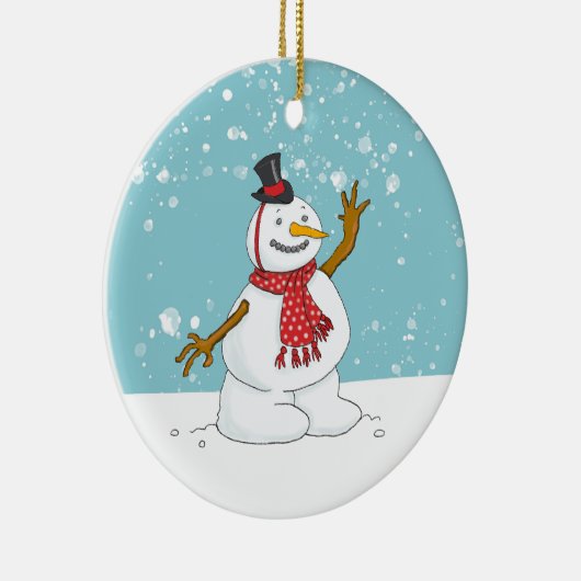 Schneemann im Schneezauber Keramik Ornament (Rechts)