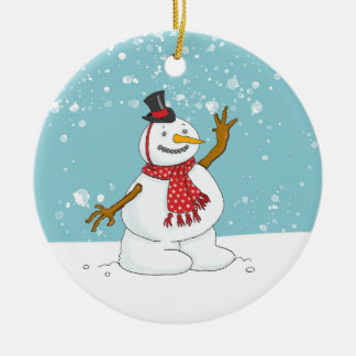 Schneemann im Schneezauber Keramik Ornament
