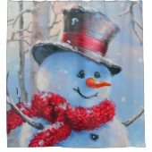 Schneemann im Wald Duschvorhang (Vorderseite)