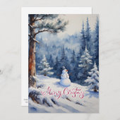 Schneemann im Wald Feiertagskarte (Vorne/Hinten)