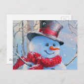 Schneemann im Wald Postkarte (Vorne/Hinten)