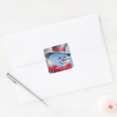 Schneemann im Wald Quadratischer Aufkleber (Umschlag)