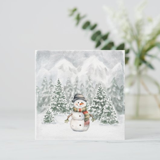 Schneemann im Wasserfarbenwald - Weihnachten (Stehend Vorderseite)