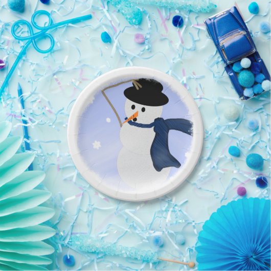 Schneemann im Wind Pappteller (Party)