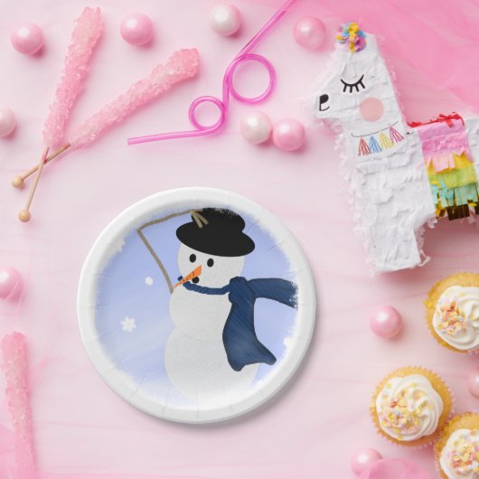 Schneemann im Wind Pappteller (Party)